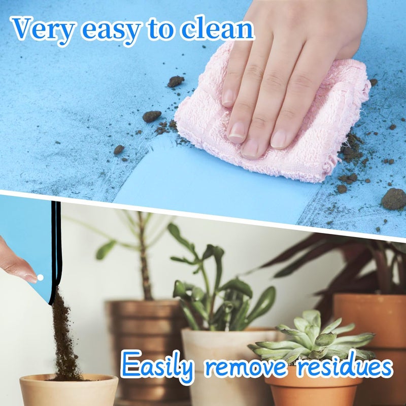 SupKing Repotting Mat 29.5"x 29.5" for Indoor Plant Transplanting Large Blue Garden Mat Gift for Plant Lovers Oxford Fabric Portable Potting Tray for Gardening Mess Control - Image 3